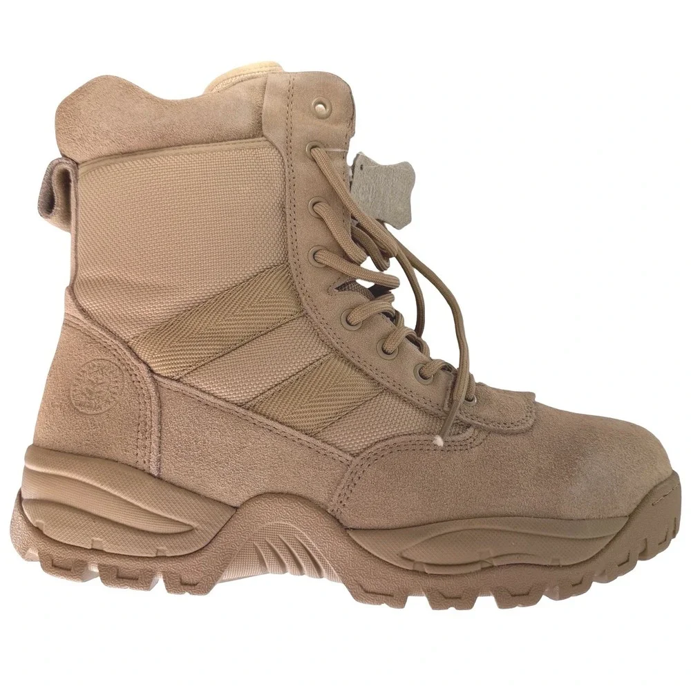 Jacata Mens Tactical Military Work Boots Sand Leather Side Zip Size 10